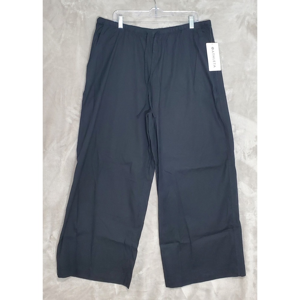 Athleta Paradise Wide Leg Pants Womens XL‎ Black Linen Blend Beach  Coastal NWT